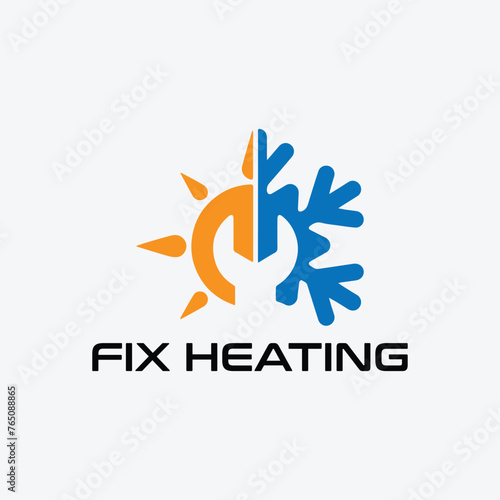 cooling and heating plumbing system logo design vector