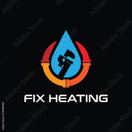 cooling and heating plumbing system logo design vector