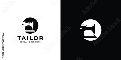 Creative Tailor Shop Logo. Sewing Machine with Minimalist Style. Tailor Shop Logo Icon Symbol Vector Design Inspiration.