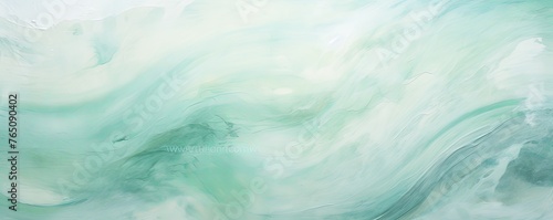 Mint and white painting with abstract wave patterns