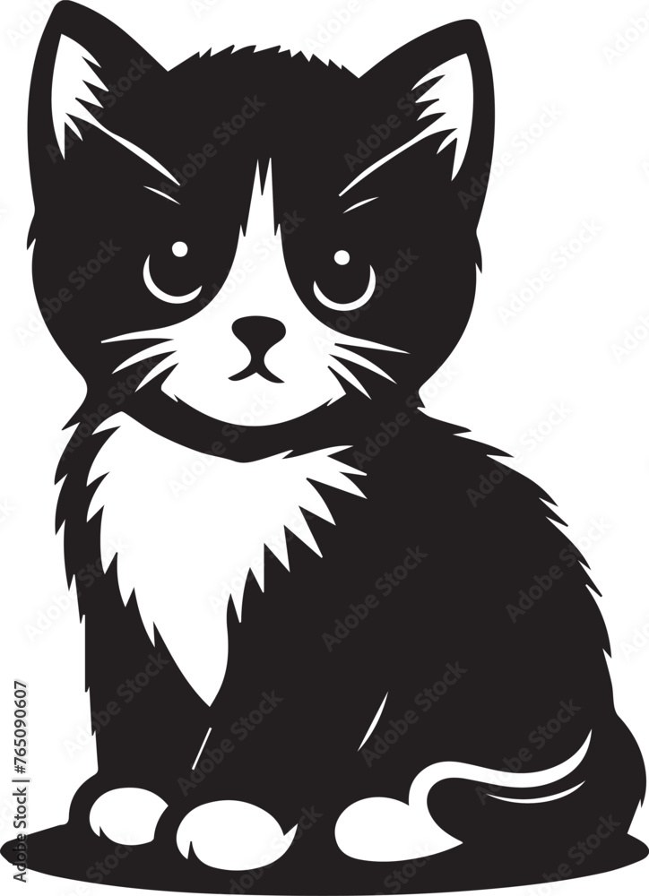 kitten black and white design, Kitten logo