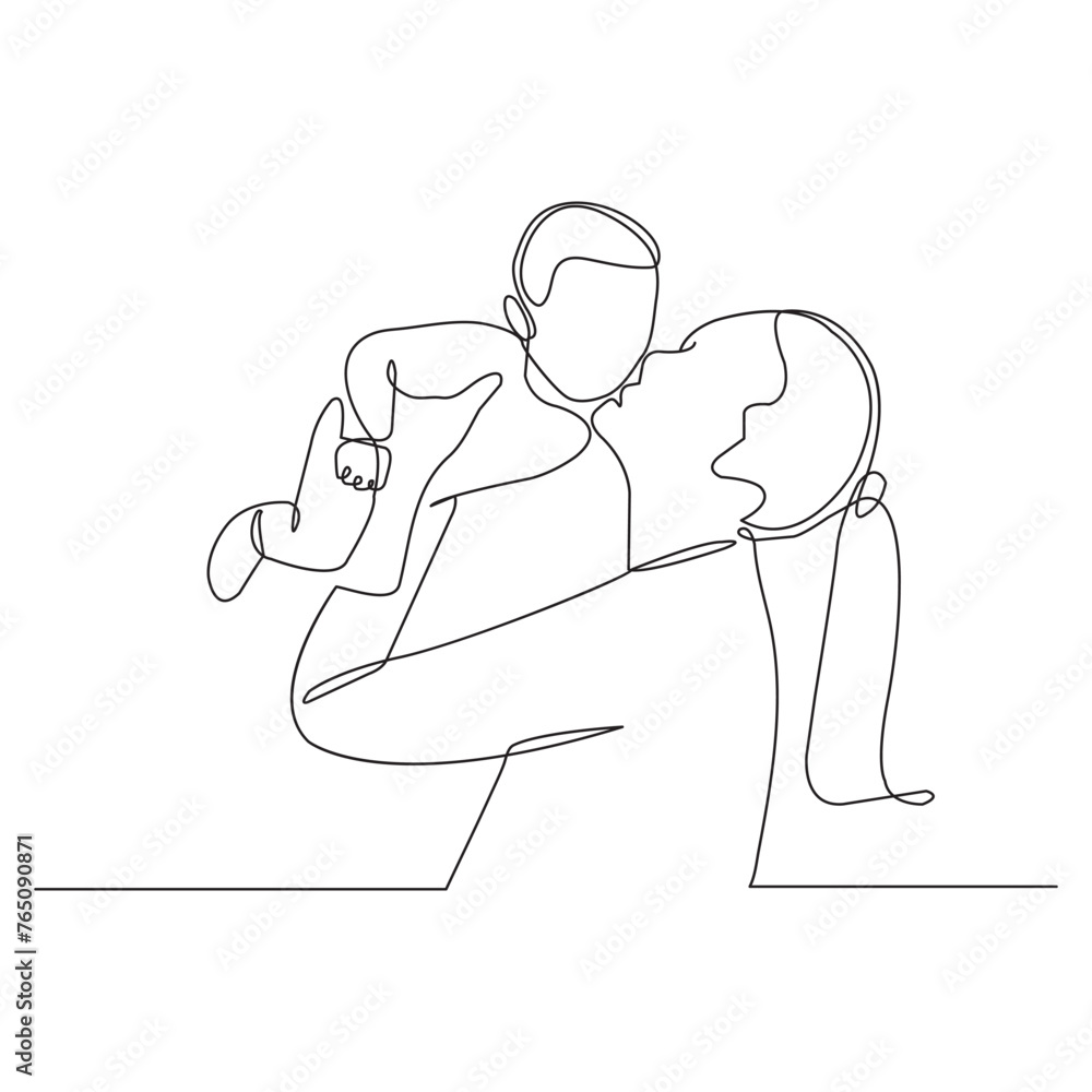 Happy Mother day . Continuous one line drawing. Woman hold her baby. Vector illustration Happy Mother day . Continuous one line drawing. Woman hold her baby. Vector illustration
