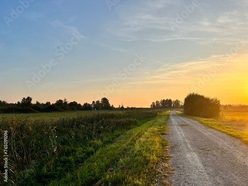 village road at dawn