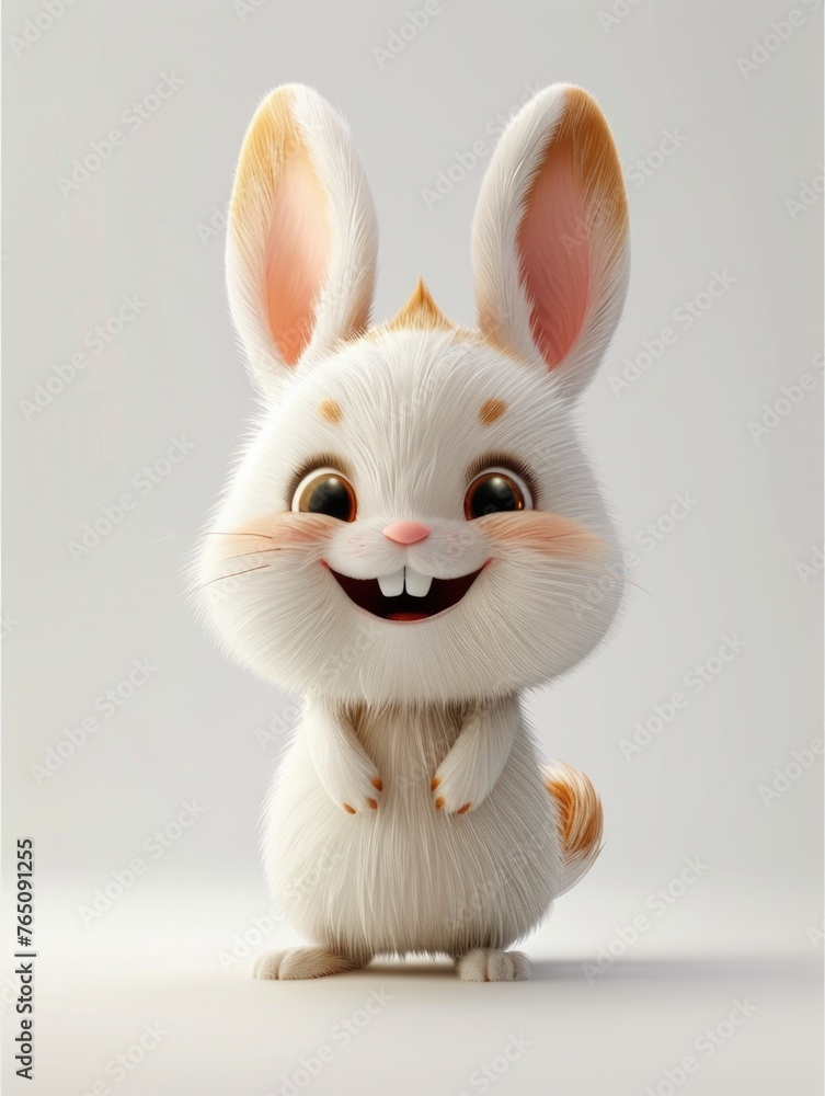 A white rabbit with a big smile on its face. A white rabbit with a big smile on its face.