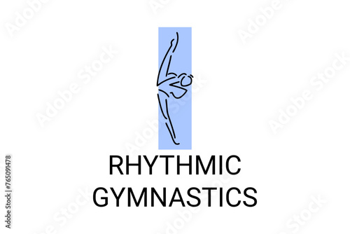 Rhythmic gymnastic sport vector line icon. practice gymnastic. sport pictogram, vector illustration.