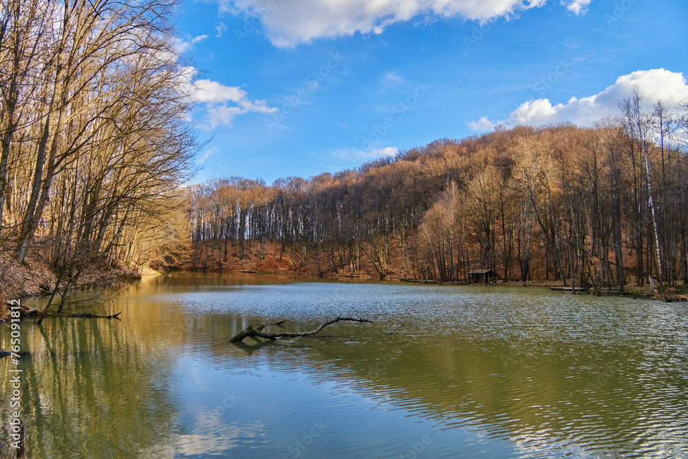 Forest lake in the evening in early spring Forest lake in the evening in early spring