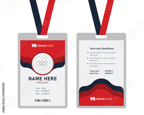 modern identity card design for corporate with mockup. minimal red ID card design