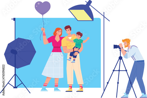 Family photo shoot. Professional photograph studio session