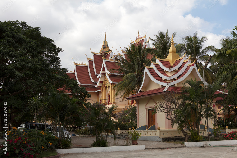 Laos temples of Luang Prabang on a sunny autumn day