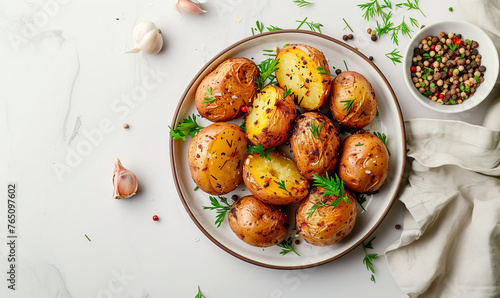 Satisfying Lunch Option: Hot Baked Potato with Herbs and Tomatoes