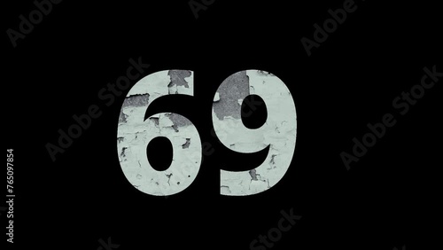 Number 69 from fire and ashes with alpha channel, sixty nine, numberology photo