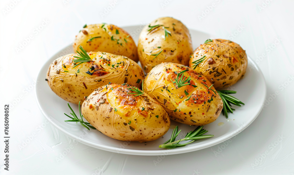 Homemade Cooking: Enjoy Delicious Baked Potato with Herbs and Tomatoes for Lunch