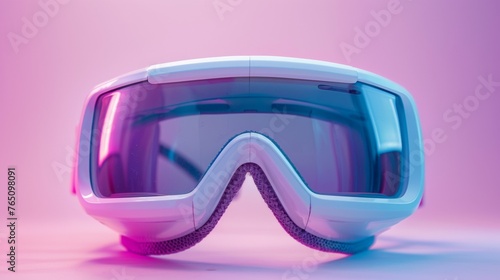 A close up of a pair of goggles on top of some pink and blue background, AI © starush