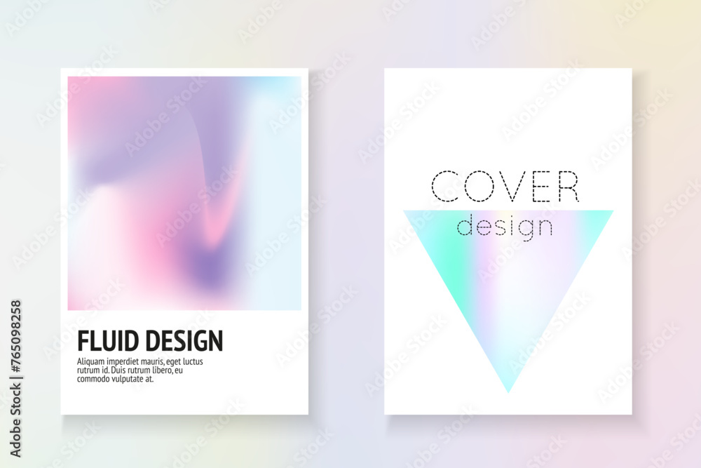 Fototapeta premium Minimal Poster. Holograph Mesh. Vintage Vector. Colourful Retro Template. Spectrum Shape. Plastic Screen. Blue Geometric Label. Violet Minimal Poster
