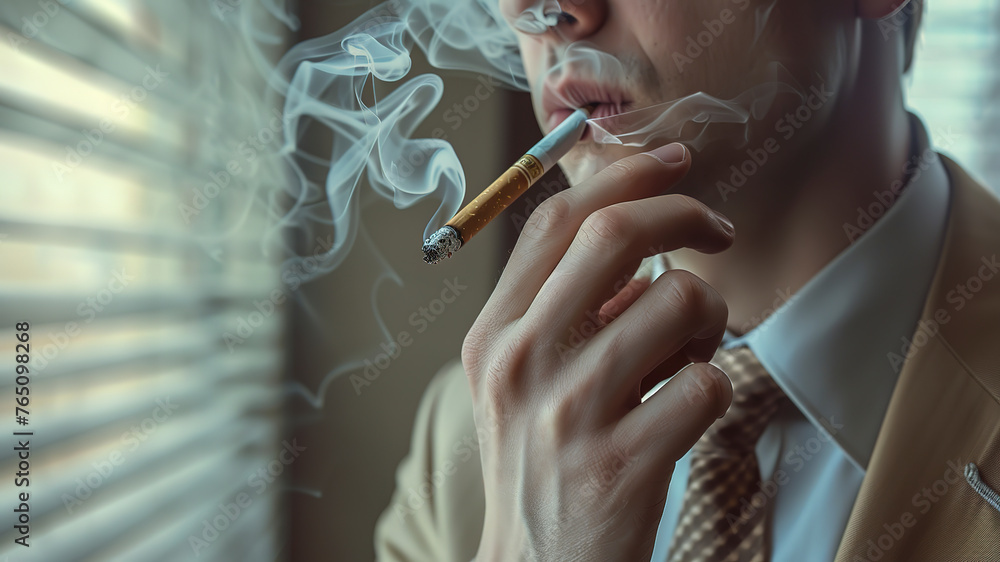 Elegant Man Smocking Cigarette In The Office Man In The Smoke Elegant