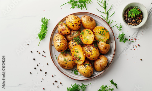 Nutritious Dining: Baked Potato with Herbs and Tomatoes