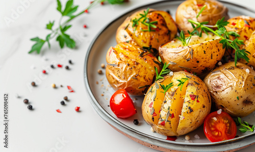 Delicious Baked Potato with Herbs and Tomatoes: A Flavorful Dish