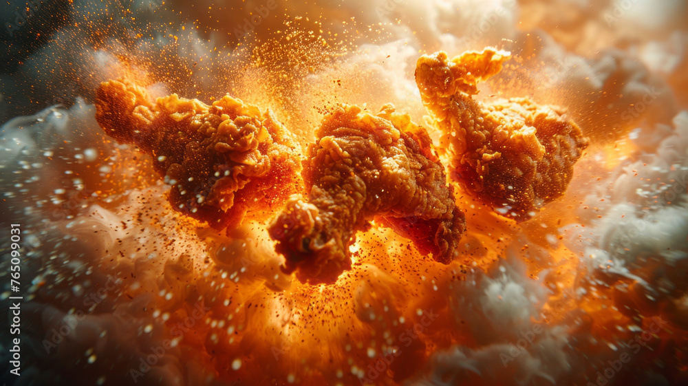 Cinematic close-ups showcase crispy fried chicken legs.generative ai Cinematic close-ups showcase crispy fried chicken legs.generative ai