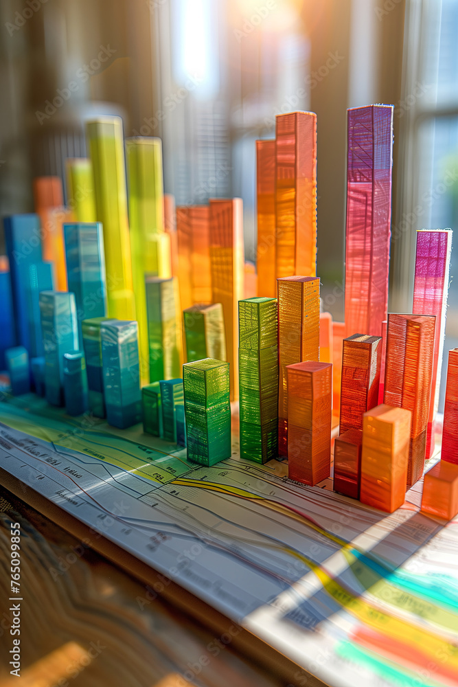 Obraz premium 3D background, analytical bar graph