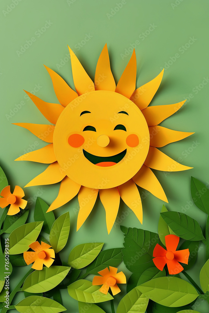 Summer design motif background with sun with smile