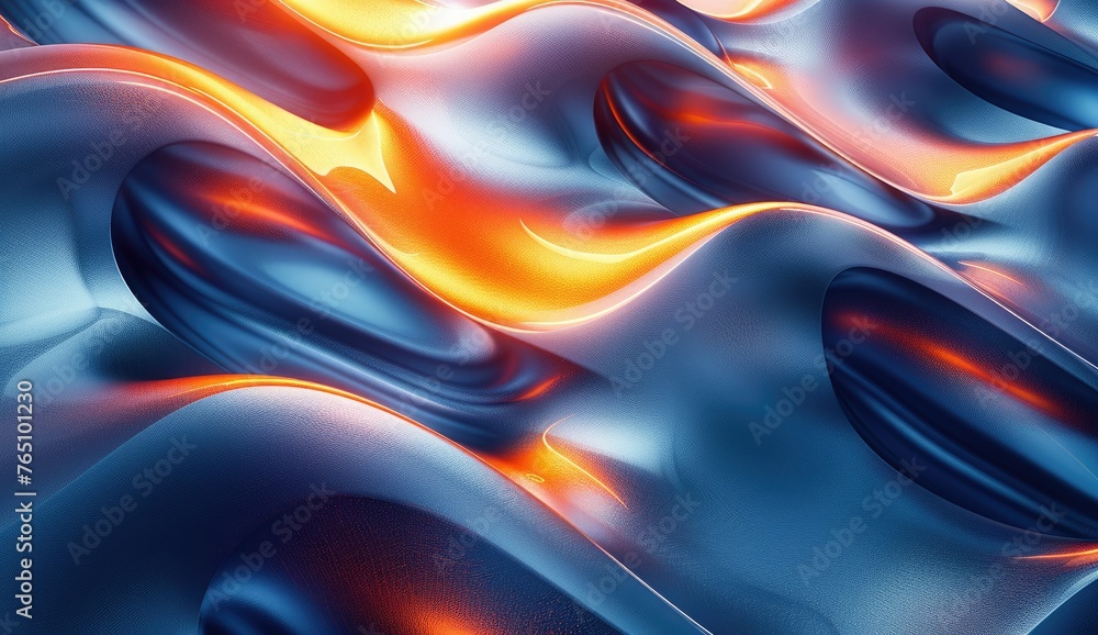 Flowing blue and orange abstract design - A vibrant abstract image with smooth blue and fiery orange colors symbolizing the contrast between calmness and passion