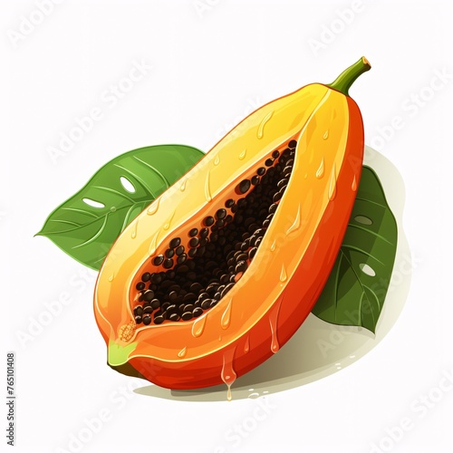 papaya fruit isolated on white photo
