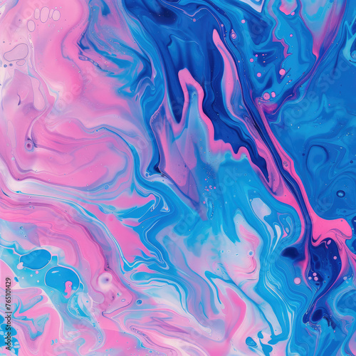 Abstract marbling oil acrylic paint background illustration art wallpaper - Pink blue color with liquid fluid marbled paper texture banner painting texture