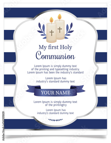 First holy communion invitation. Invitation design for a boy communion