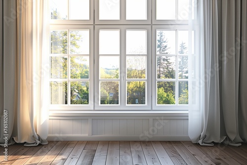 Scandinavian Simplicity  Bright White Window Frames with Functional  Clean Design