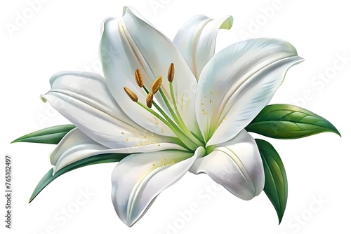 Illustration of a White Lily Flower