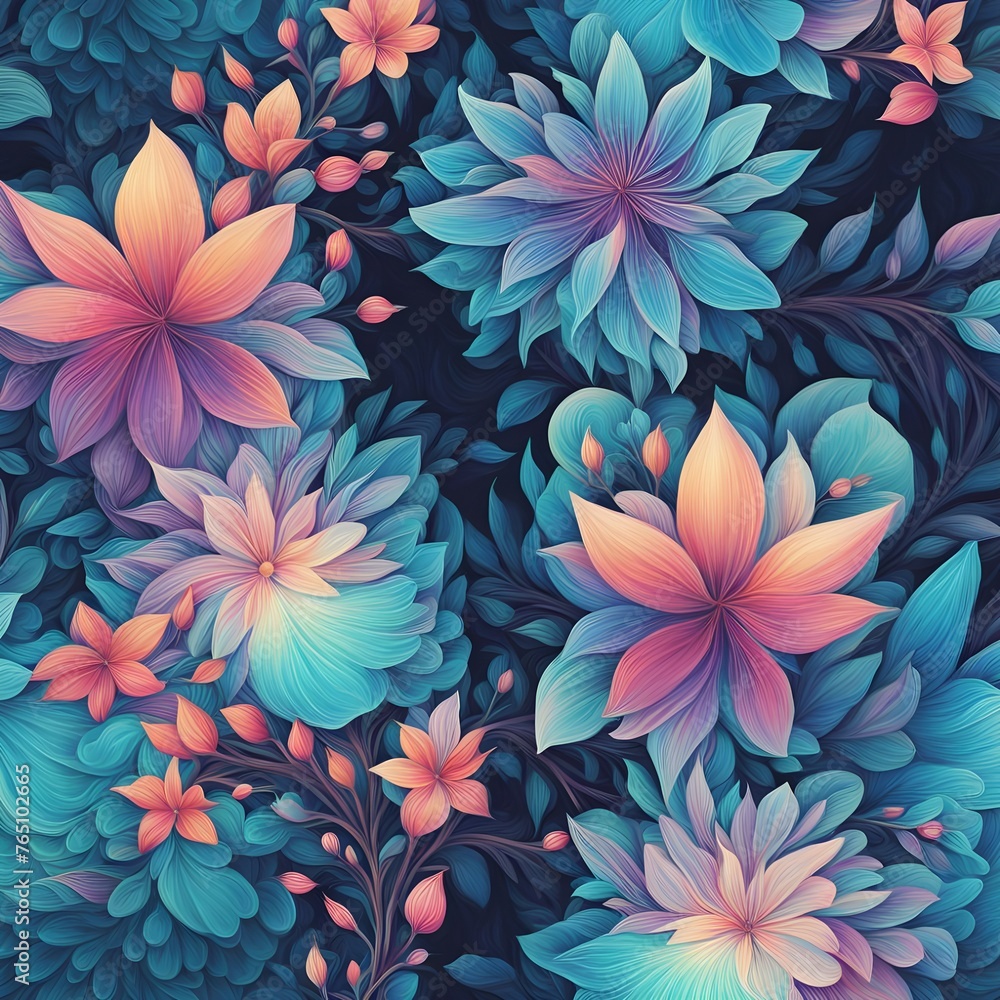 Bioluminescent Floral Abstract