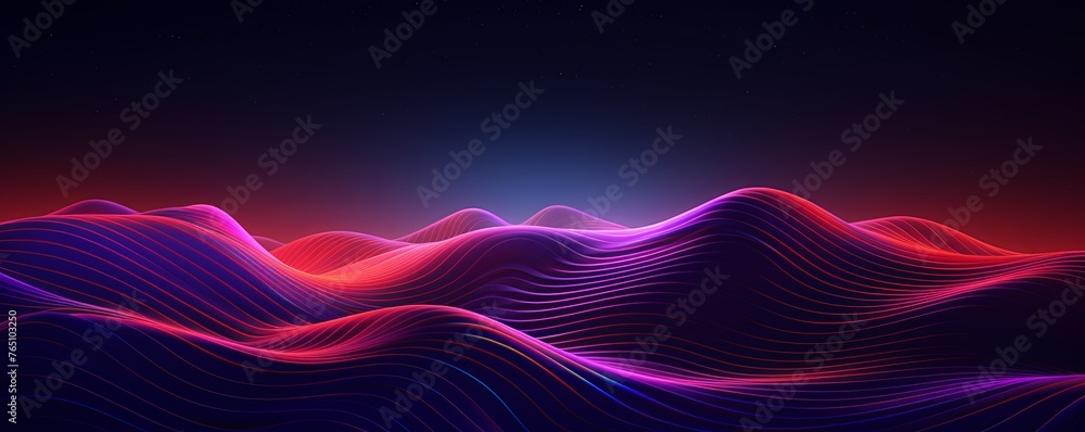 Orange and purple waves background, in the style of technological art