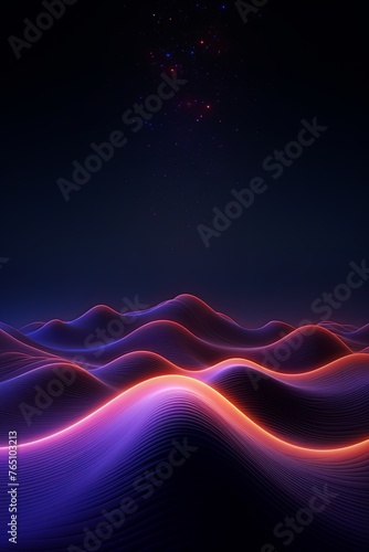 Orange and purple waves background, in the style of technological art © Celina