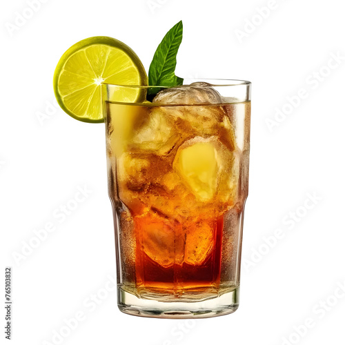 An Isolated Rum and Ginger Ale Cocktail Drink, Transparent Background, PNG