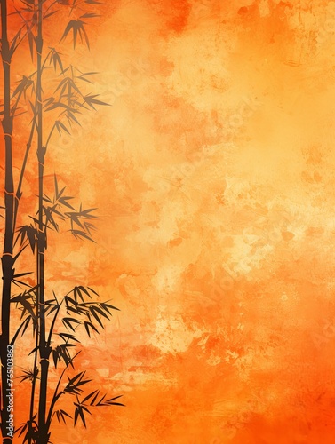 orange bamboo background with grungy texture