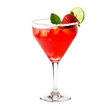 An Isolated Strawberry Margarita Cocktail Drink, Transparent Background, PNG