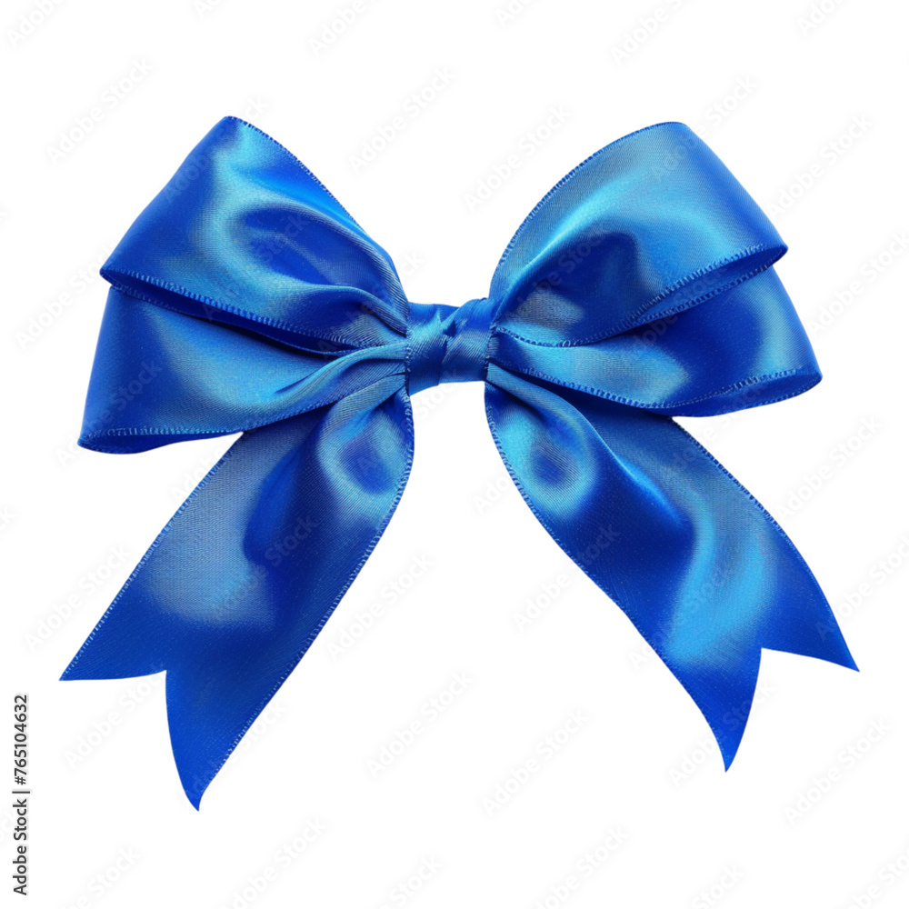 Blue bow with blue ribbon isolated on a white background. With clipping path Blue bow with blue ribbon isolated on a white background. With clipping path