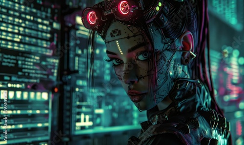 Cyborg with obscured face holding tablet - An intimidating cybernetic organism with a digital tablet  signifying advanced artificial intelligence