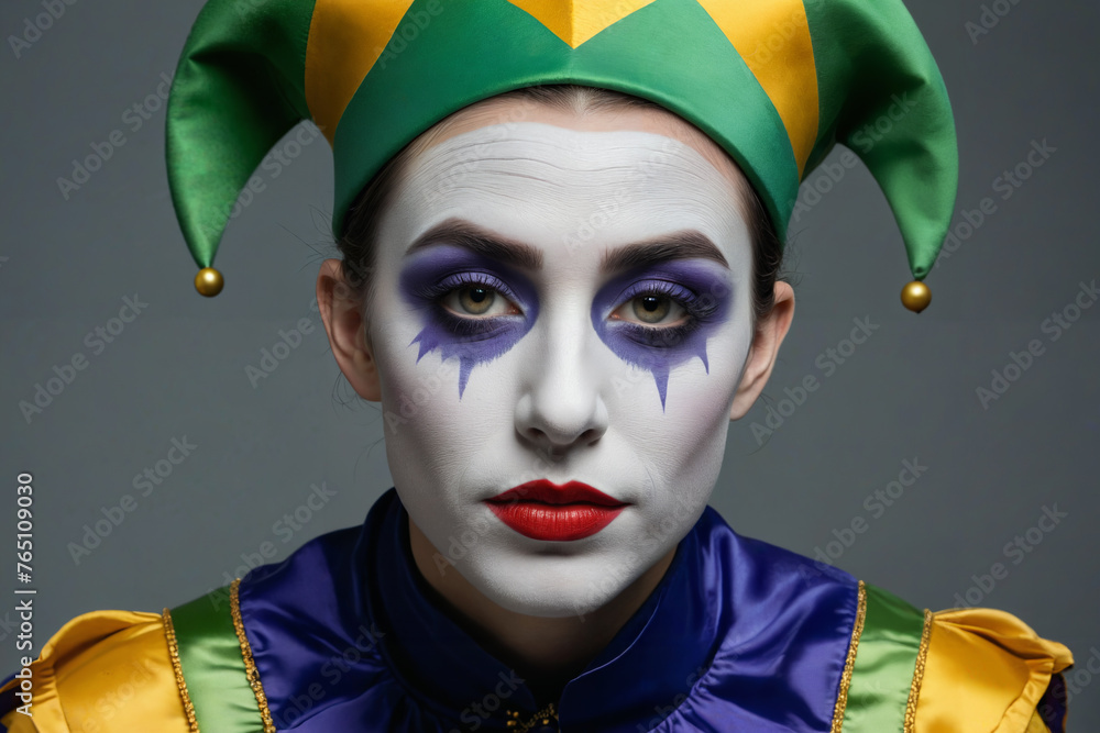 harlequin with a sad and happy look at the same time with a dark look harlequin with a sad and happy look at the same time with a dark look
