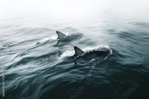 Shark's Domain, The daunting presence of sharks, their sleek forms cutting through the water, masters of their realm, commanding respect and awe. © Gasi