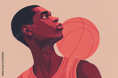 Basketball Player Contemplation Illustration