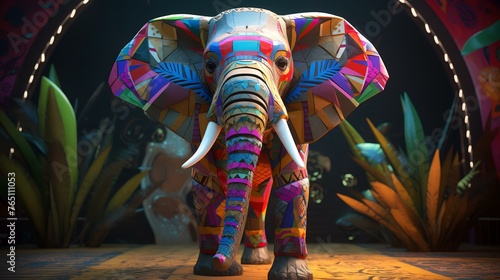 Elephant in the circus. 3d illustration. High quality photo