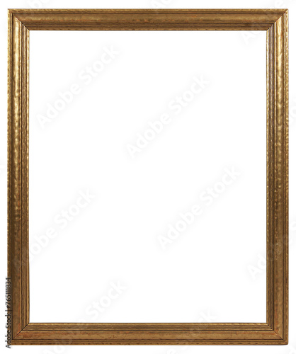 A narrow gilded patterned frame of a painting in the Borroque style on a transparent background, in PNG format.