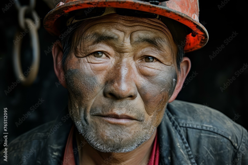 Diligent Asian miner face worker. Mine coal. Generate Ai Diligent Asian miner face worker. Mine coal. Generate Ai