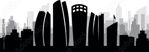 Black cityscape skyline panorama with gray misty city buildings background of ABU DHABI, UNITED ARAB EMIRATES