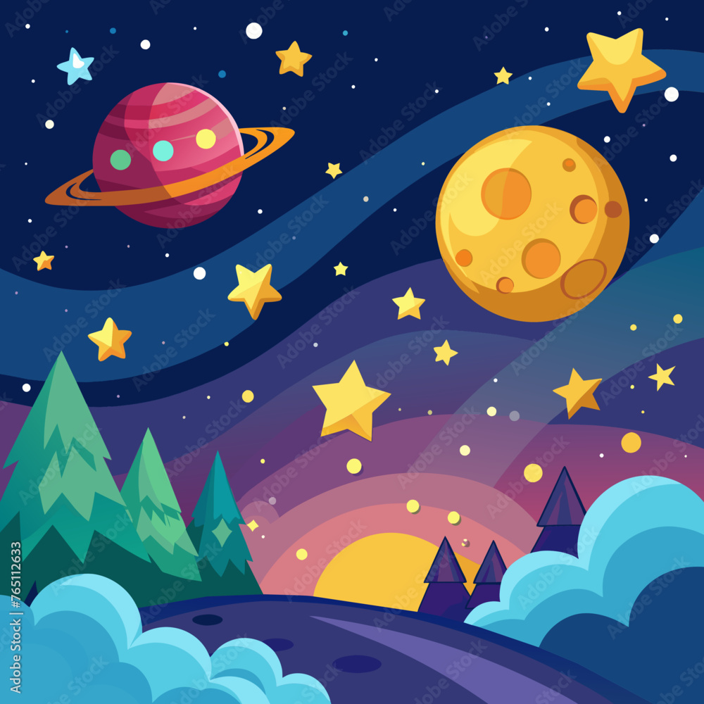 Planet and stars illustration