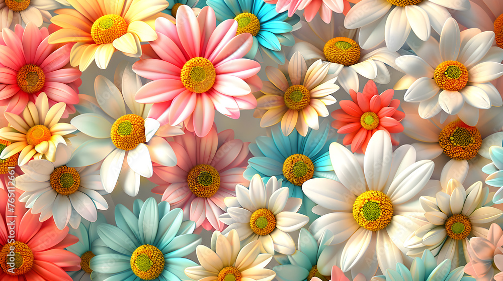 Vibrant Daisy Flowers Seamless Pattern for Background or Wallpaper Vibrant Daisy Flowers Seamless Pattern for Background or Wallpaper