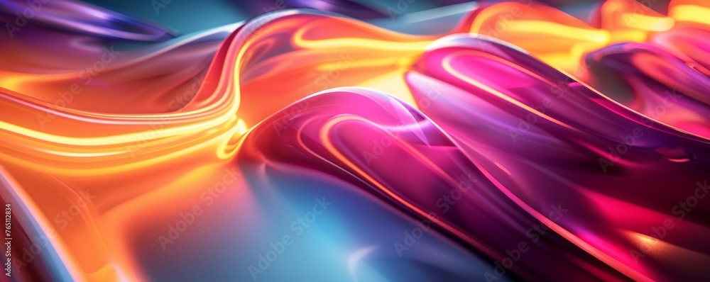 Produce a close-up image of a neon sculpture, showcasing the sleek curves and electrifying hues up close Zoom in on the glowing elements