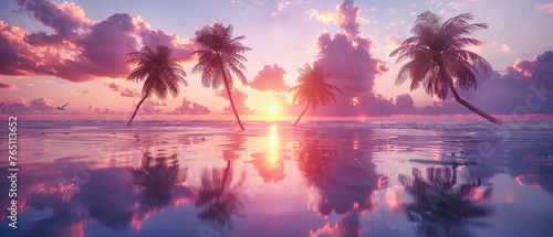 Dreamy Tropical Sunset  Capturing the Serene Beauty of Paradise Islands