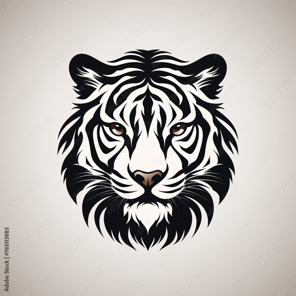Obraz premium simple minimalist tiger head wild animal logo vector illustration template design